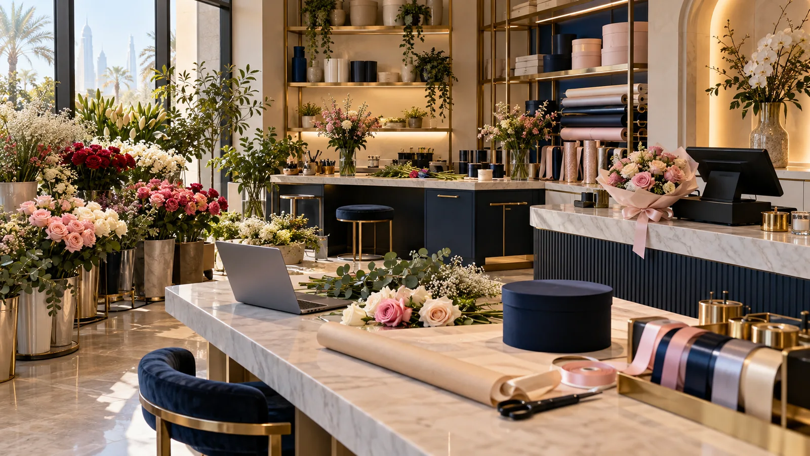 Illustrative business scene: Flower & gift shops